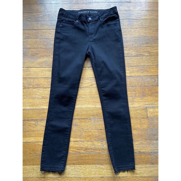 ARTICLES of SOCIETY ‘Carly Skinny Crop’ Distressed Black Denim Jeans size 27 - Picture 1 of 11